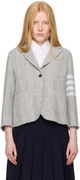 Thom Browne Tweed Fray 4-Bar Cropped Sack Blazer