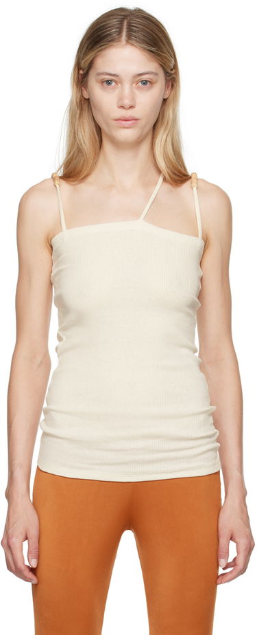 Tielko Baserange Ribbed Asymmetric Tank Top Biela | TOTV-RC-AU24, 0