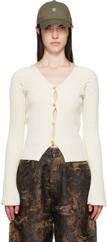 Sveter Acne Studios Acne Studios Button-Up Rib Knit Cardigan Biela | A60556-, 0