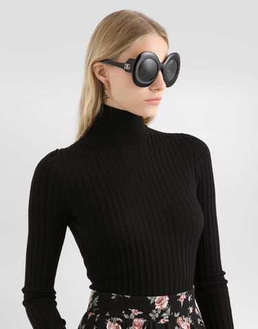 Sveter Dolce & Gabbana Dolce & Gabbana Ribbed Wool Zip Turtleneck Pullover Čierna | FXW61TJDVE7N0000, 3