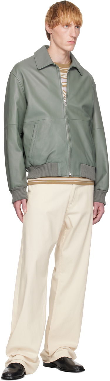 Bomber bunda MAISON KITSUNÉ Maison Kitsuné Leather Bomber Jacket Zelené | OM02129LR0019, 3