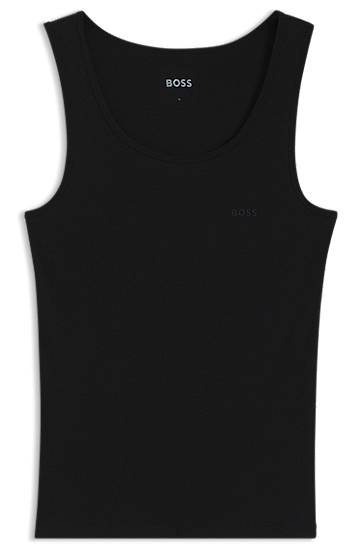 Tielko BOSS BOSS Cotton Tank Top with Embroidered Logo Čierna | 50542132, 0