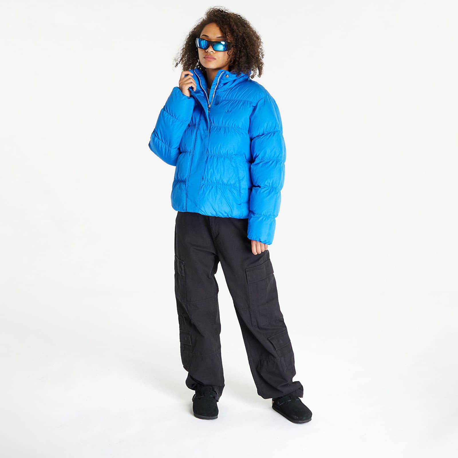 Short Vegan Puffer Jacket "Blue Bird"