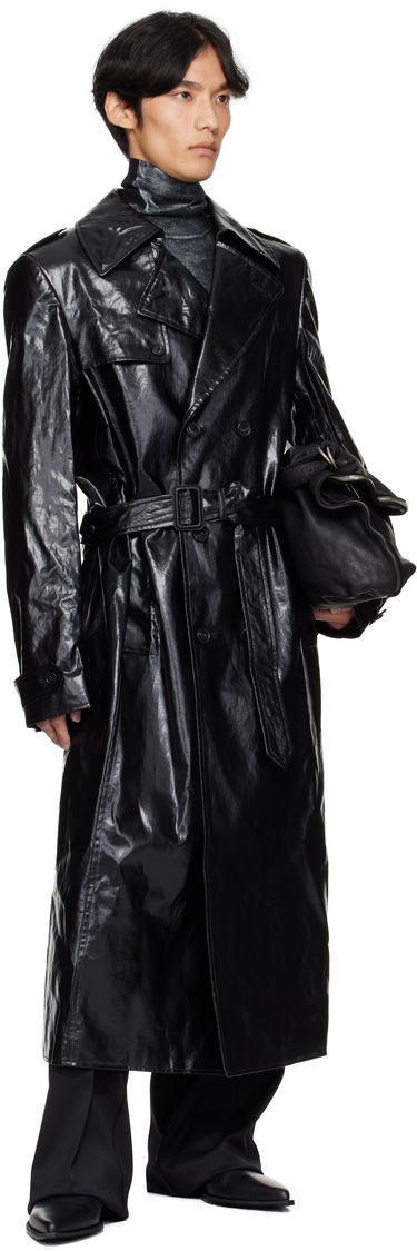 Kabáty Maison Margiela MM6 Maison Margiela Shiny Coated Linen Coat Čierna | SH2AH0011 M35617, 3