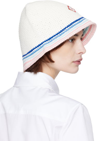 Klobúk Casablanca Casablanca Stripe Crochet Bucket Hat Biela | APS25-HAT-076-01, 2