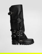 Dolce & Gabbana Calfskin & Rubber Buckle Knee-High Boots