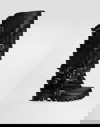 Dolce & Gabbana Calfskin & Rubber Buckle Knee-High Boots