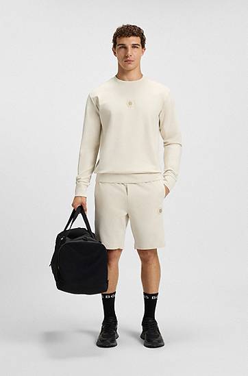 Šortky BOSS Double B Monogram Cotton-Blend Shorts Béžová | 50551557, 1