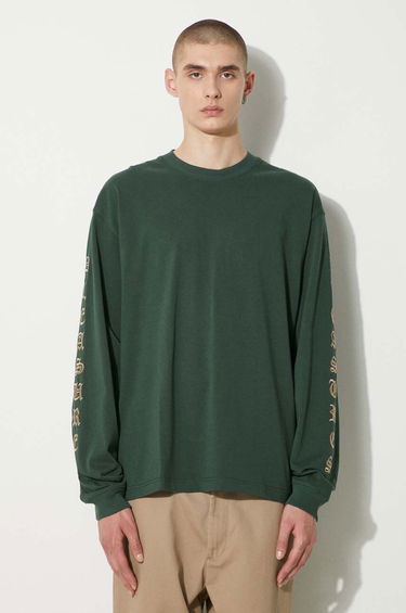 Tričko Pleasures PLEASURES Oe Long Sleeve T-Shirt Zelené | P24SU008.GREEN, 3