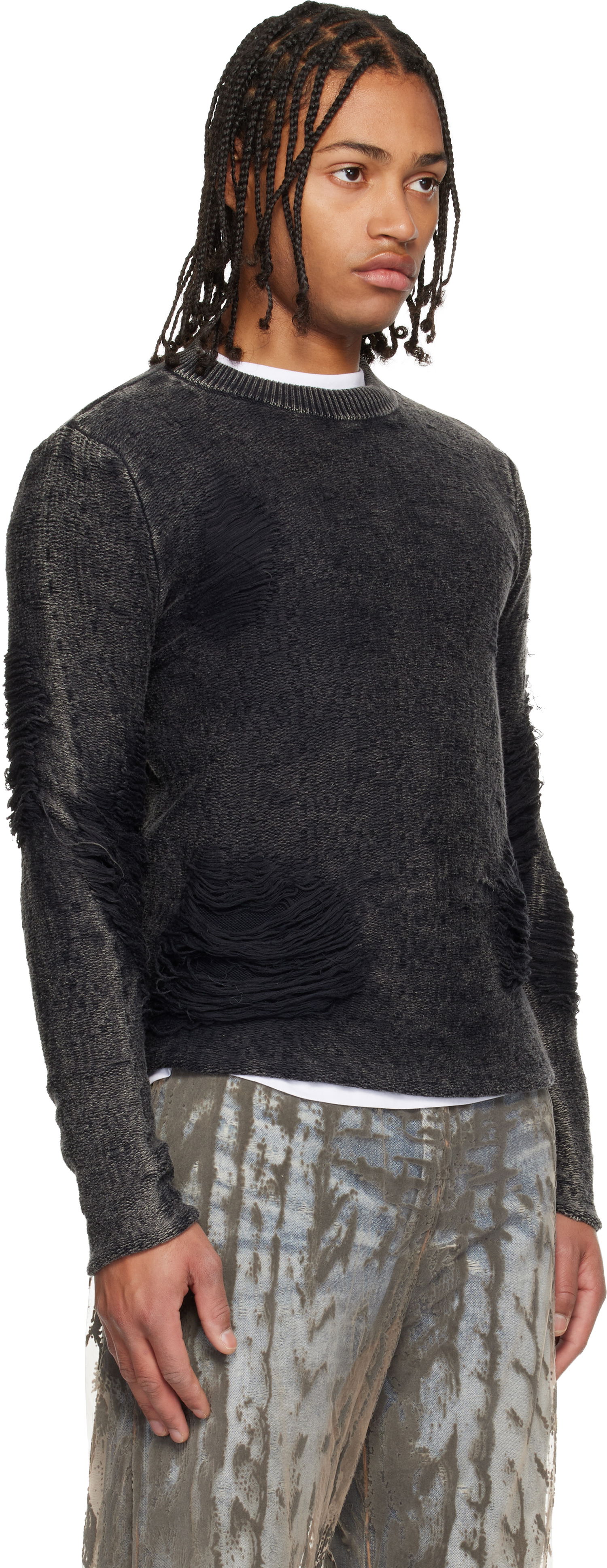 Sveter Diesel Distressed K-Fjordi-Round Sweater Čierna | A21876-0LKDP-900, 1