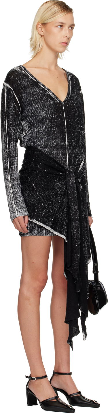 Šaty Diesel M-Egaknot Distressed V-Neck Tie-Front Minidress Čierna | A18864 0BJBR, 1