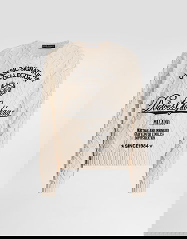 Sveter Dolce & Gabbana Classic Signature Collection Pullover with Interwoven Pattern, Heritage and Innovation Crafted for Timeless Sophistication Béžová | GXX37ZJGMFLA3791, 0