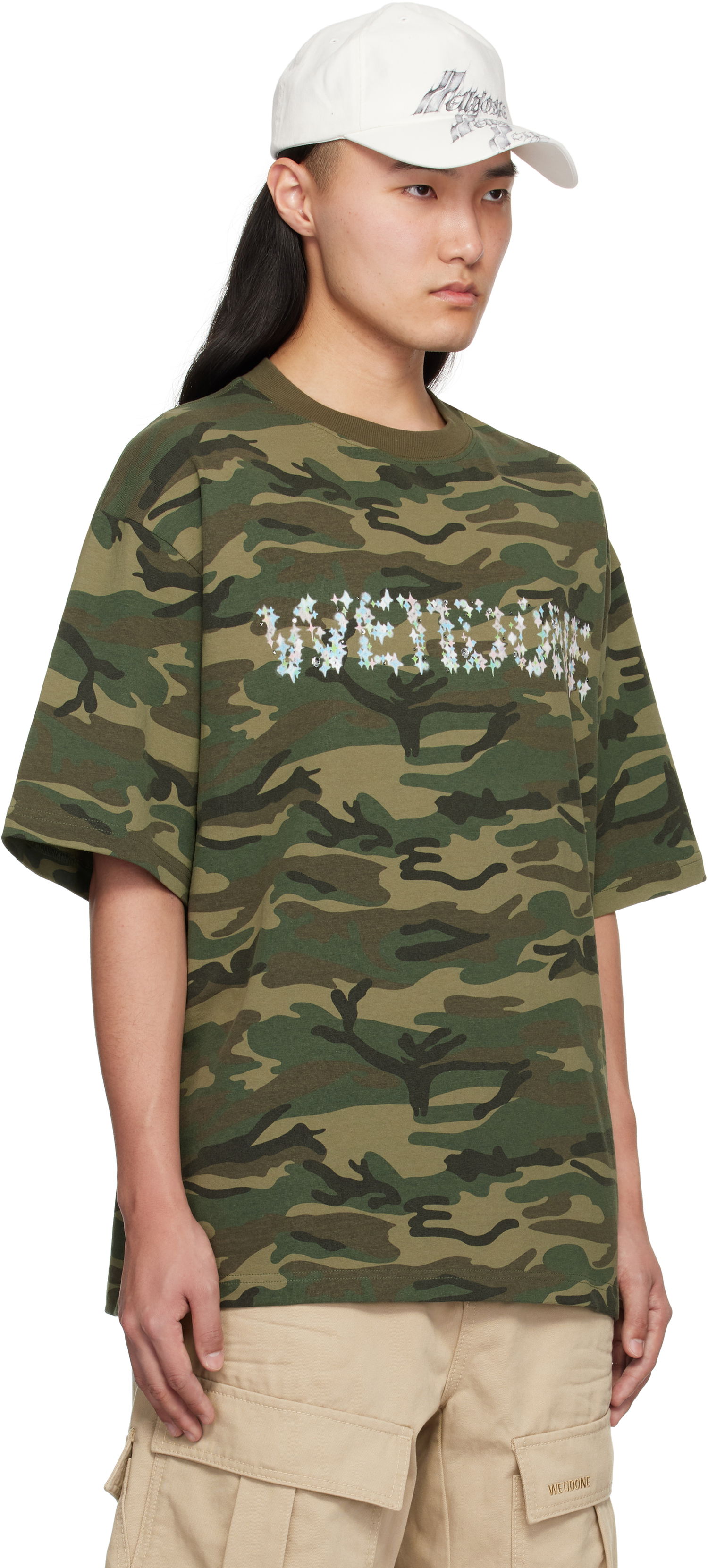 Tričko We11done We11done Camo Sparkle Logo T-Shirt Zelené | WD-TT0-25-741-U-MX, 1