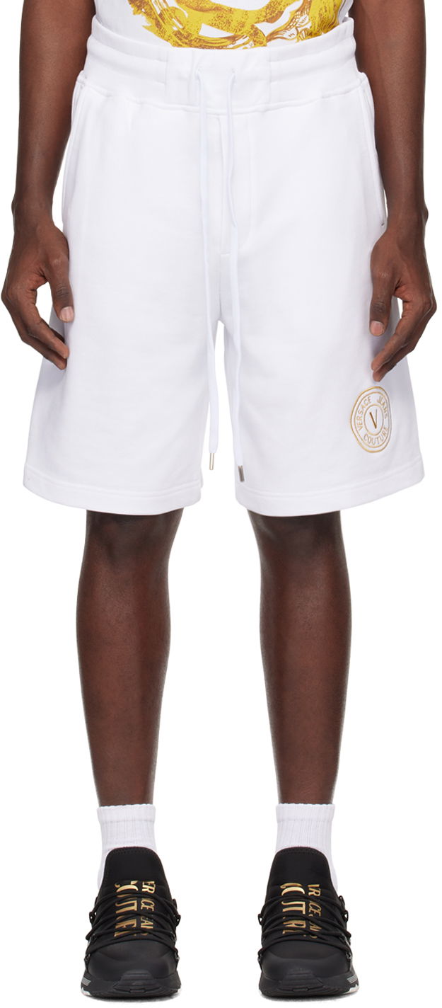 Šortky Versace Couture White V-Emblem Shorts Biela | E76GADT02_ECF01T