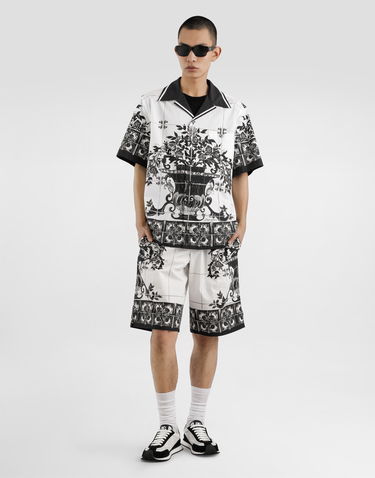 Šortky Dolce & Gabbana Dolce & Gabbana Majolica-Print Poplin Shorts Biela | GV37ATHH5ECI33TN, 1