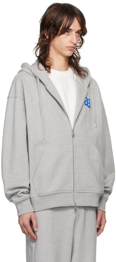Mikina ADER ERROR Logo-Appliquéd Cotton-Jersey Zip-Up Hoodie Šedá | BM42FYHD0401GR, 4