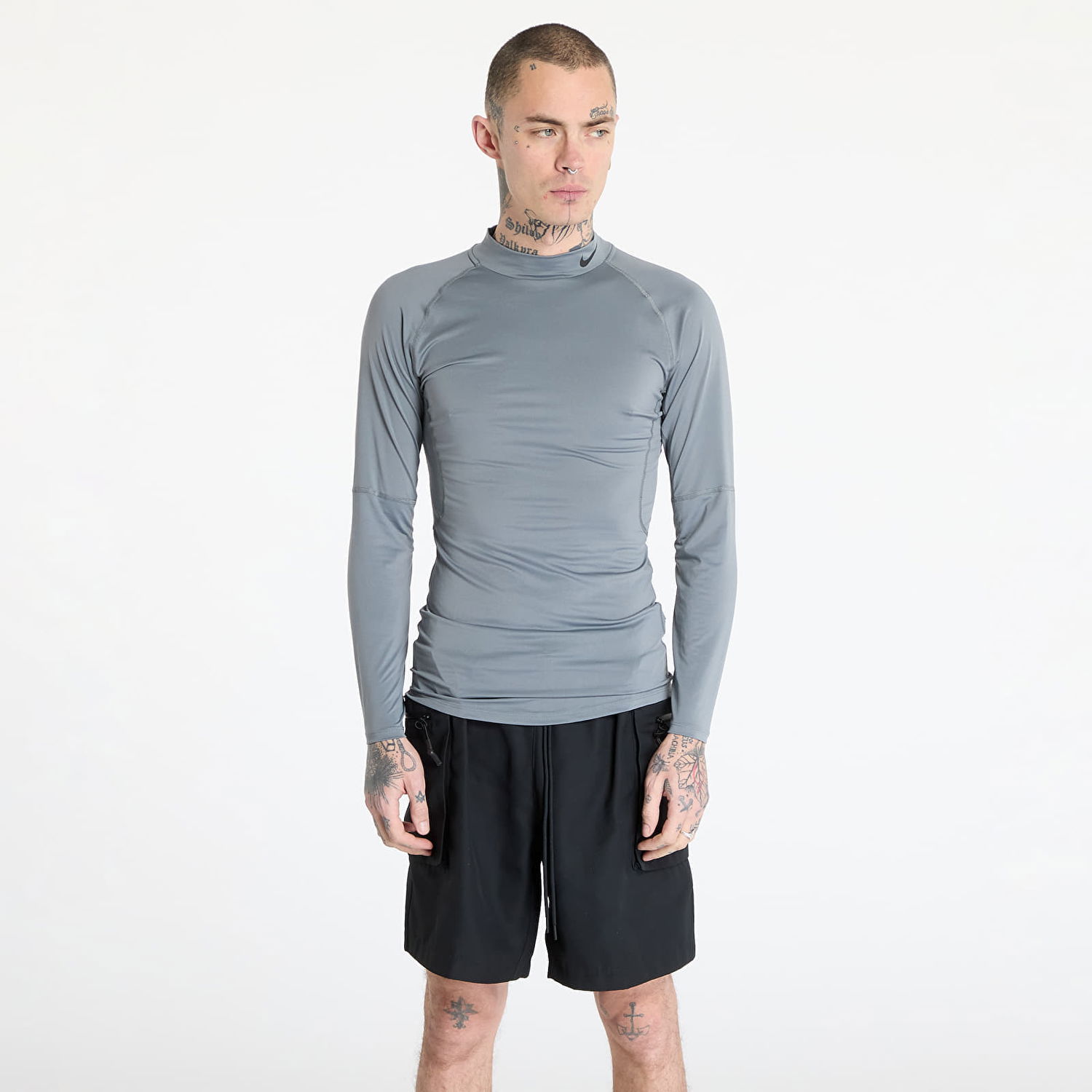 Tričko Nike Pro Dri-FIT Fitness Mock-Neck Long-Sleeve Top Šedá | FB7908-084, 0