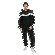 Full-Zip Hooded Tracksuit with Chevron Design