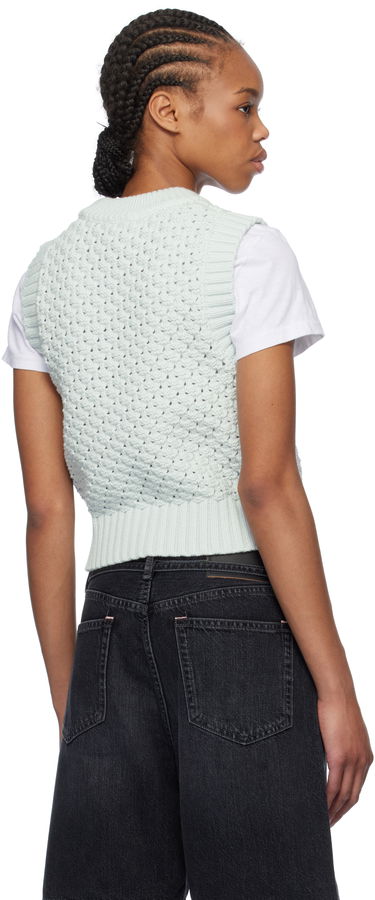 Sveter GANNI GANNI Textured Cotton Knit Vest Zelené | K2348, 2