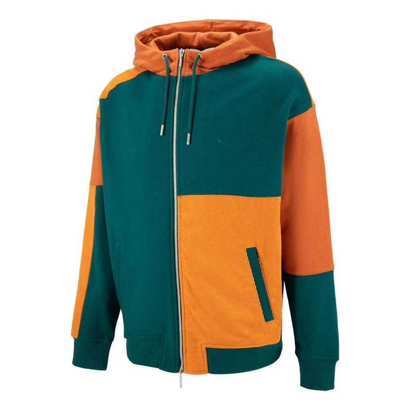 Mikina Puma Select MMQ Colorblock Zip Up Hoodie Zelené | 539582-87