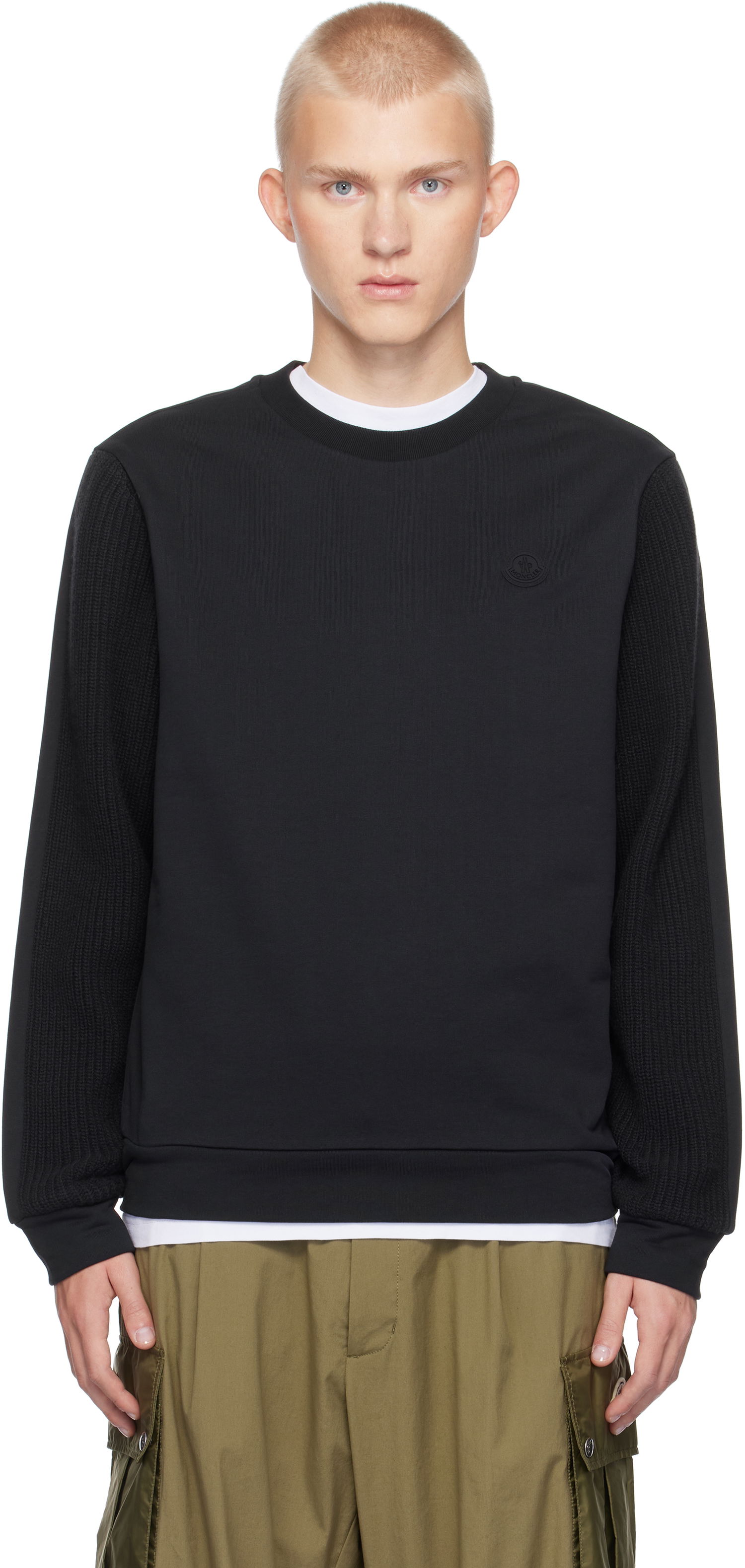 Mikina Moncler French Terry & Knit Sweatshirt Navy | J20918G00044809KR, 0
