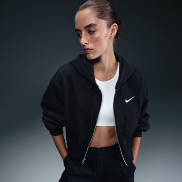 Mikina Nike Sportswear Phoenix Fleece Cropped Full-Zip Hoodie Čierna | HJ0940-010, 0