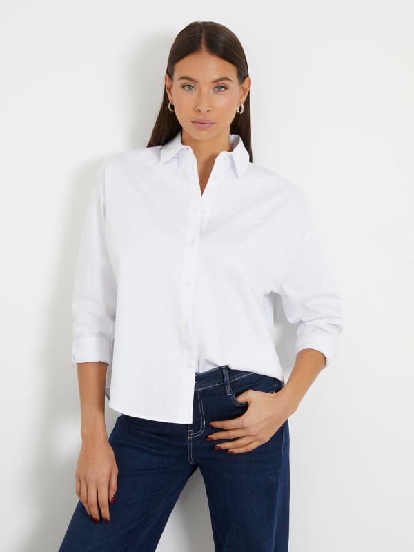 Košeľa GUESS Relaxed Fit Shirt Biela | W4RH51WD2M1, 0