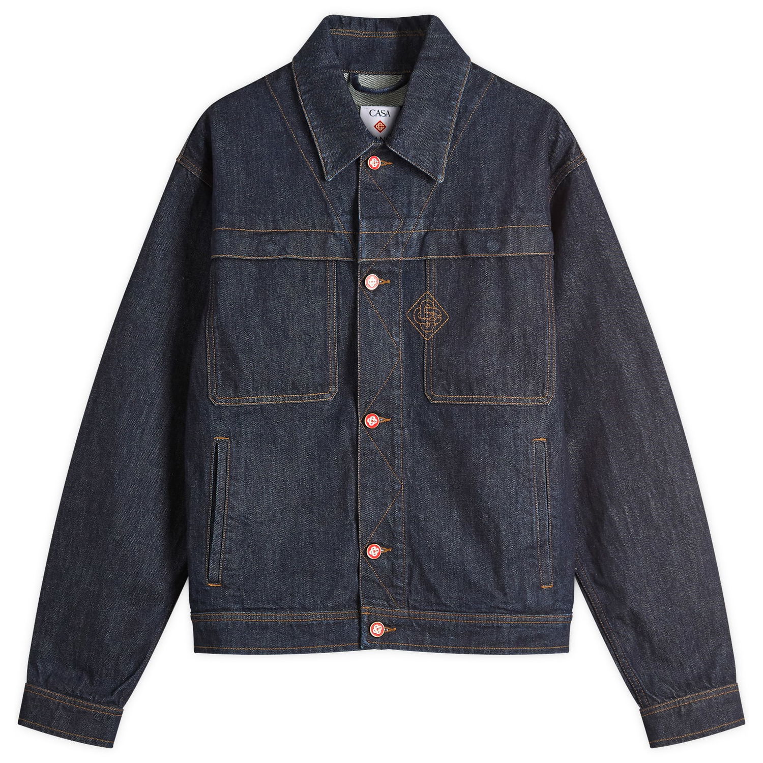 Bunda Casablanca Casablanca Embroidered Monogram Denim Jacket, Size Large Modrá | MPF25-JK-401-01, 0