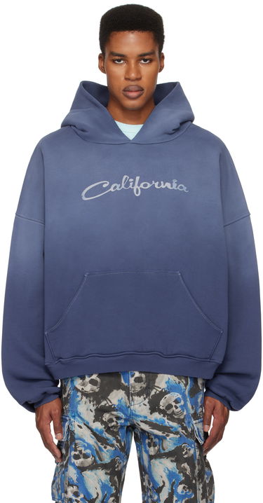 Mikina ERL 'California' Print Fleece Hoodie Modrá | ERL09T022, 0