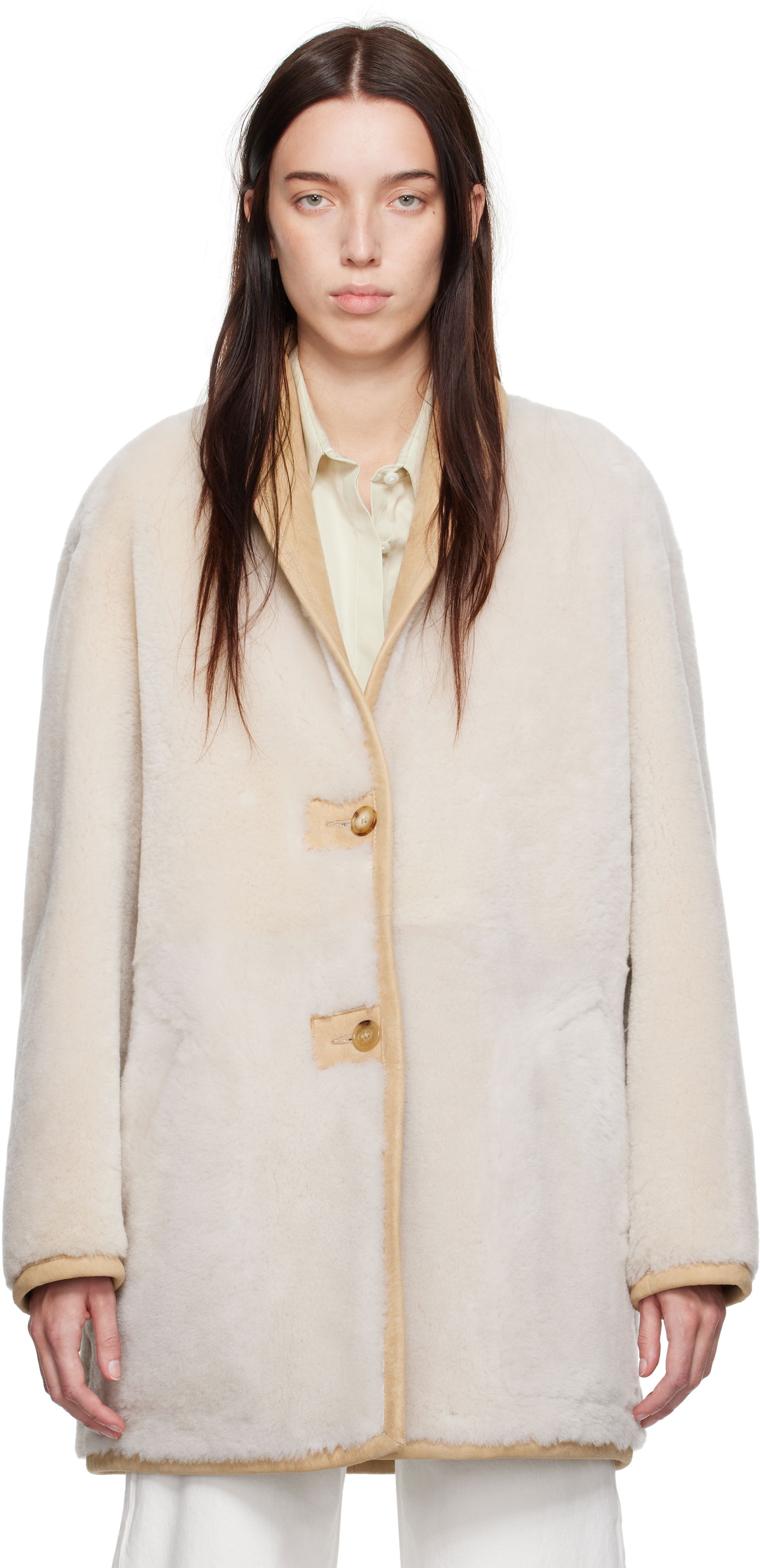 Kabáty CALVIN KLEIN Shearling Coat Béžová | 81WL573-QJ5, 0