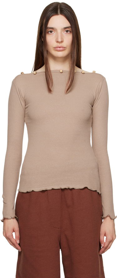 Tričko Baserange Long Sleeve Fitted T-Shirt Béžová | TOTVL-RC-AU23, 0