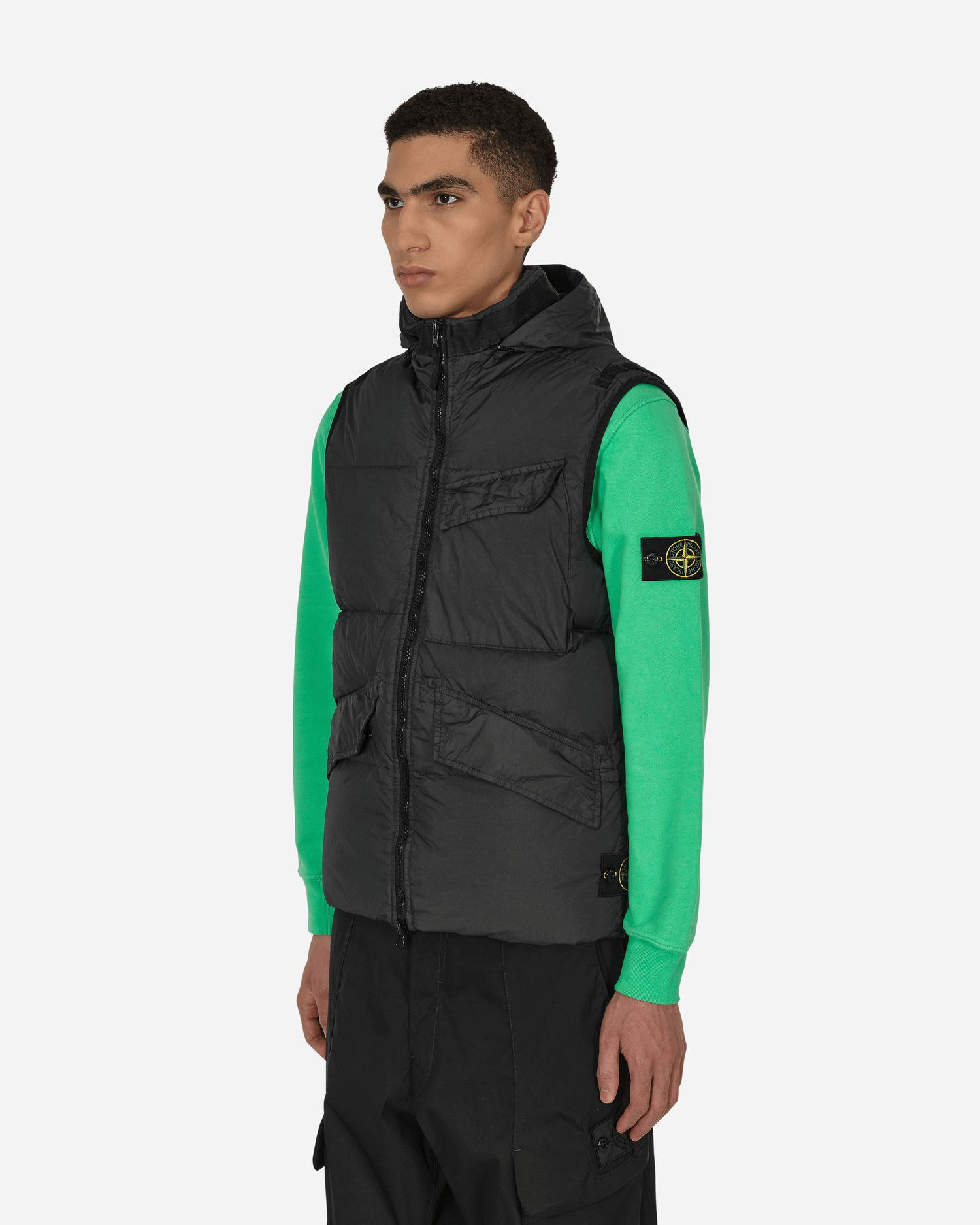Vesta Stone Island Garment Dyed Crinkle Reps R-NY Down Vest Čierna | 7715G0123 V0029, 1