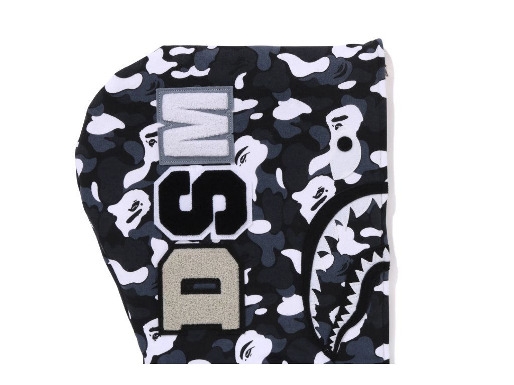 Bape x DSM Camo Shark Full Zip Hoodie Black