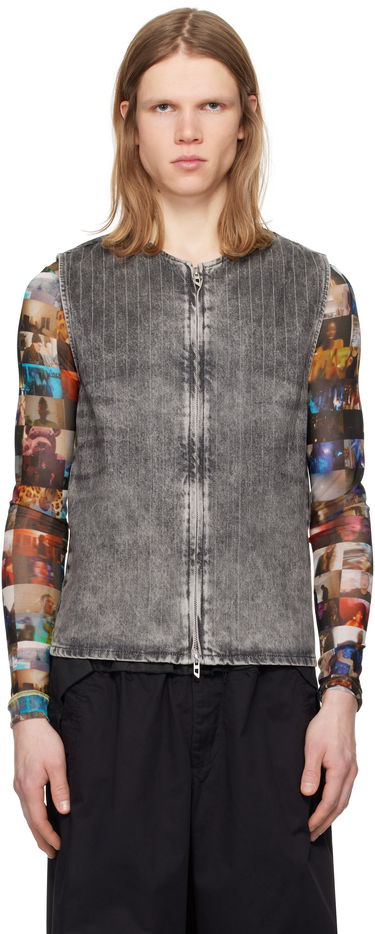 Vesta Diesel D-Sund-S Pinstripe Denim Vest Šedá | A17104-0ABCU-02, 0