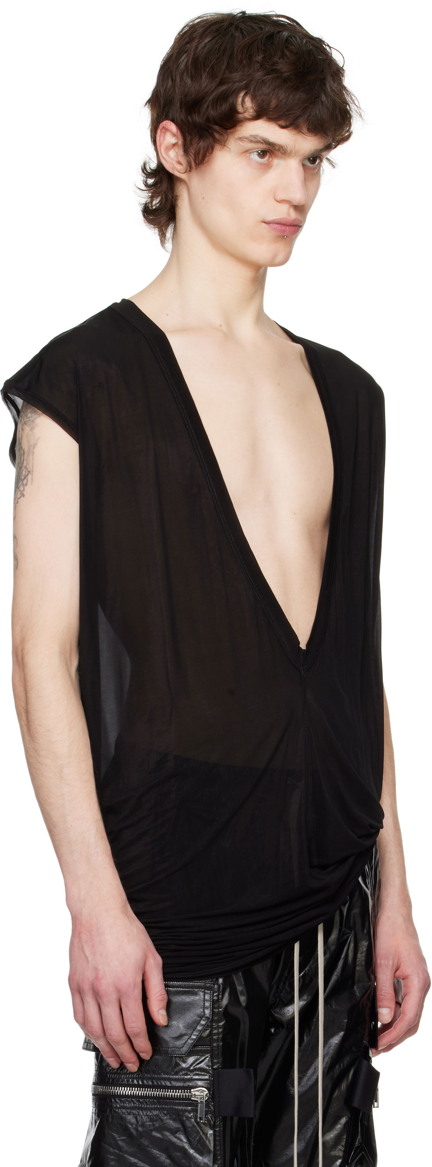 Tielko Rick Owens Rick Owens Hollywood Dylan Deep V-Neck T-Shirt Čierna | RU01E5157 BZ, 1