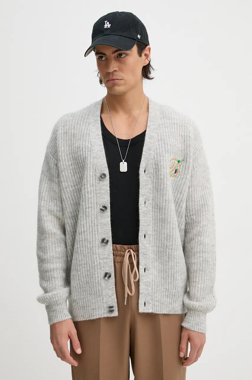 Sveter Drôle de Monsieur Wool Cardigan Šedá | E.CA130.PA021.GY, 0