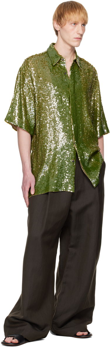 Košeľa Dries Van Noten Dries Van Noten Sequin Button-Up Shirt Zelené | 251-080751-1480, 3