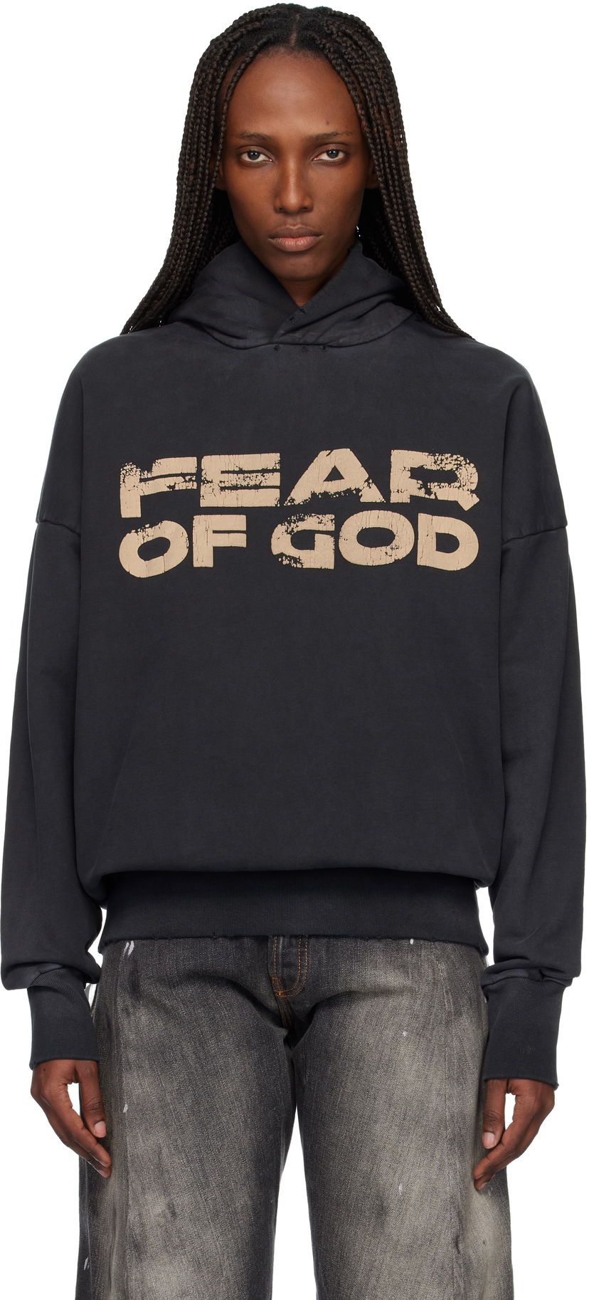 Mikina Fear of God Distressed 'Fear Of God' Hoodie Čierna | FG25FW12-12102BHFUS