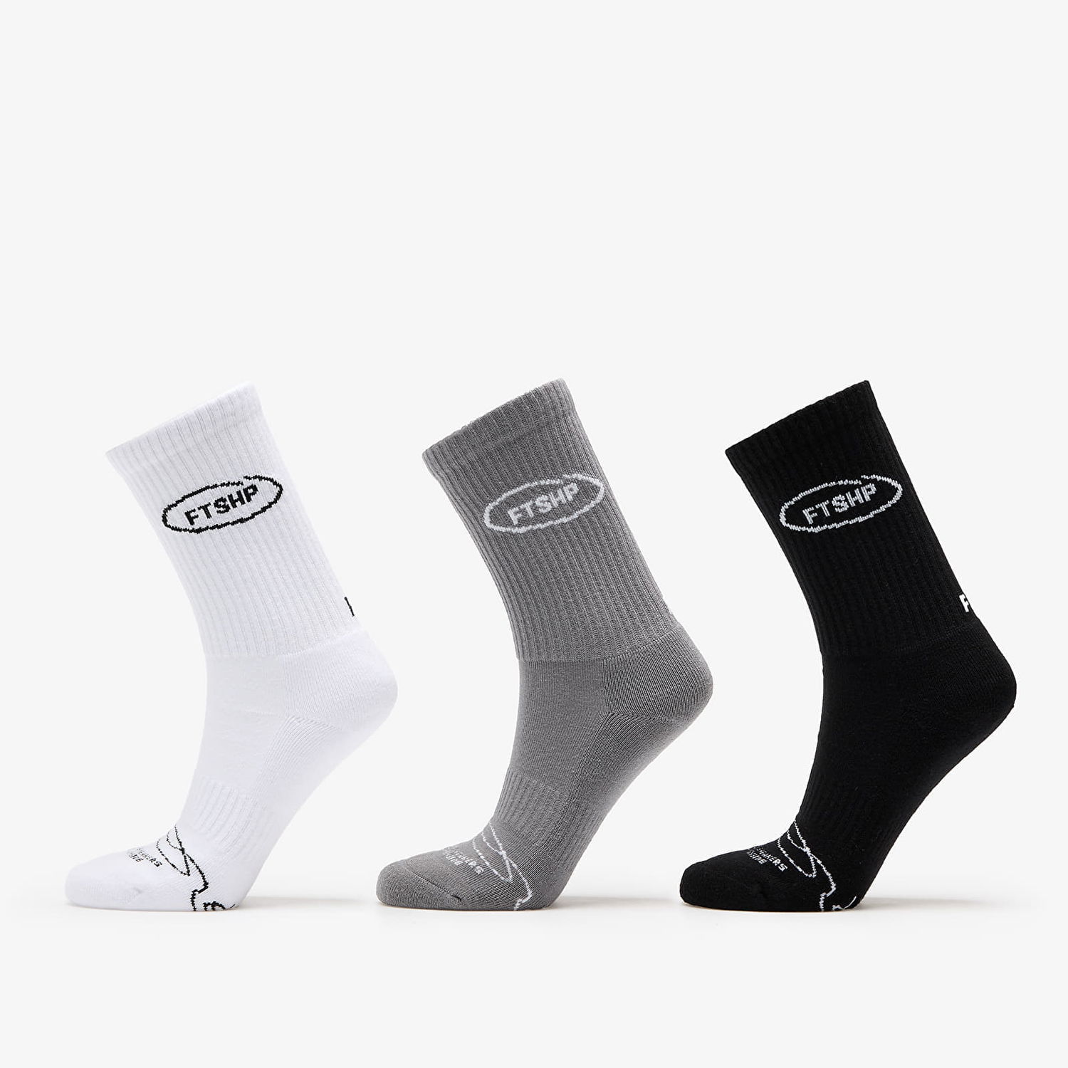 Ponožky Footshop Basic Crew Socks 3-Pack Black/ White/ Grey Rôznofarebný | FTSHP_360, 0