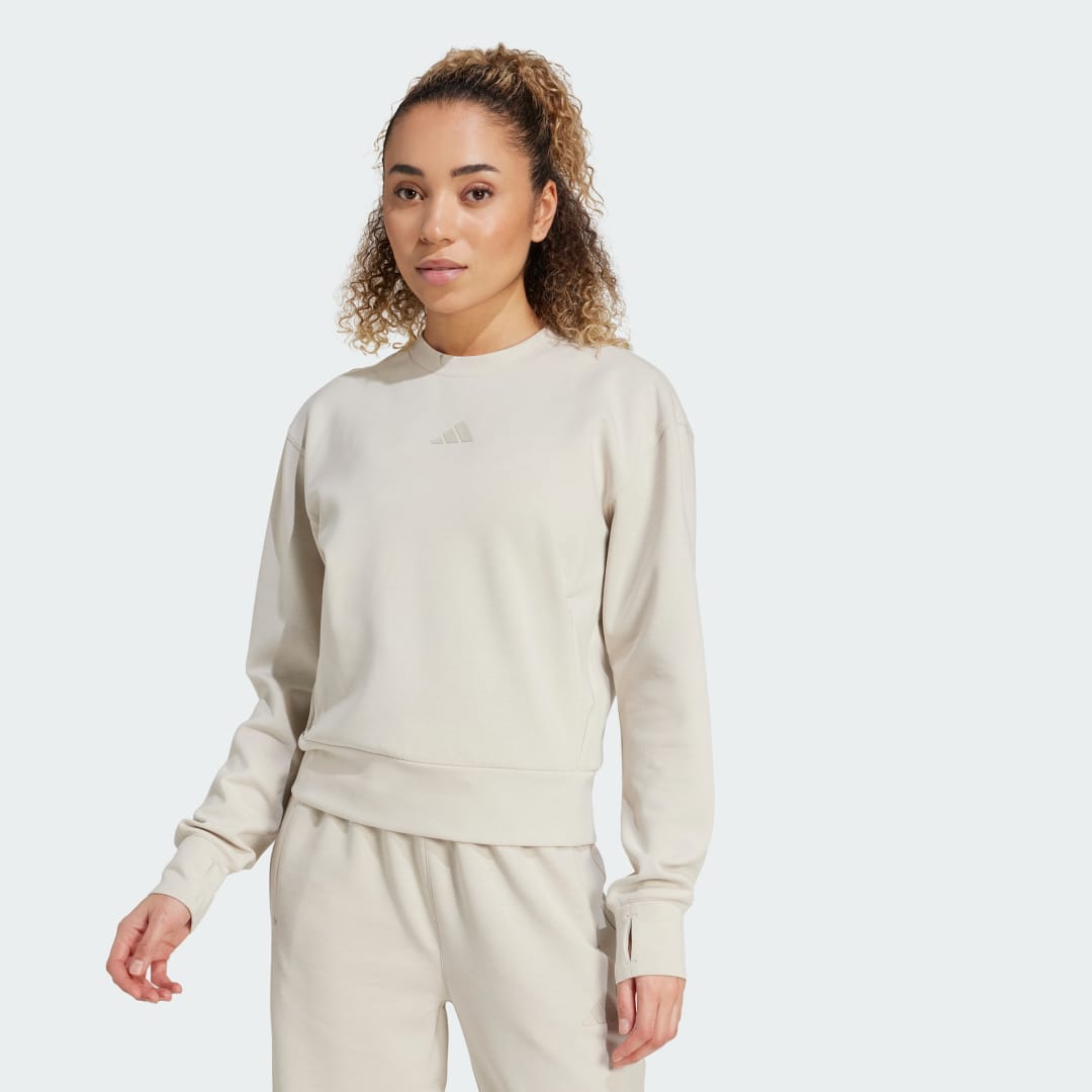 Mikina adidas Performance Designed-for-Training Warm-Up Crewneck Sweatshirt Béžová | JV5764, 0