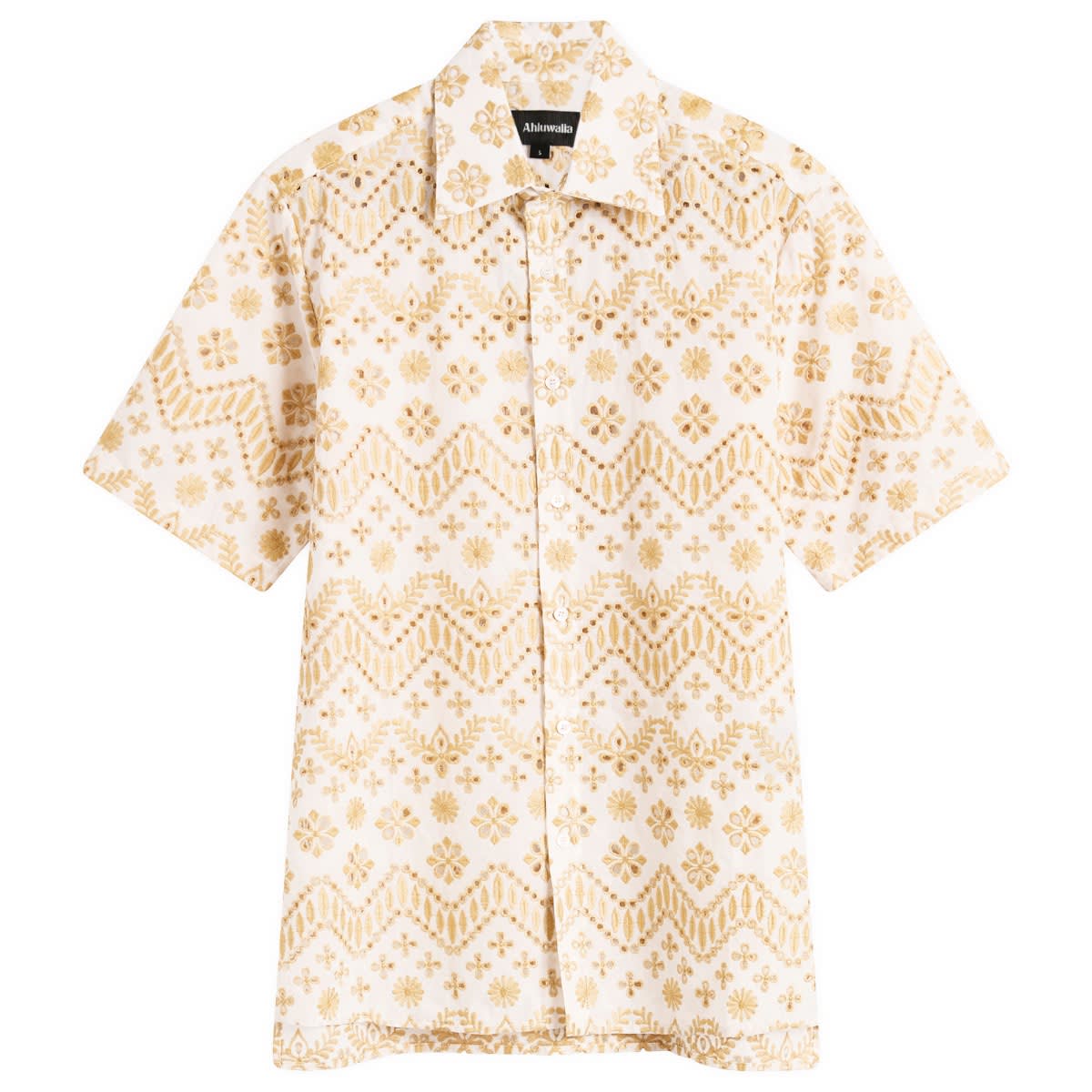 Košeľa Ahluwalia Kada Embroidered Short Sleeve Shirt Biela | M-AHLU-TO029-SS26-FA290-WH, 0