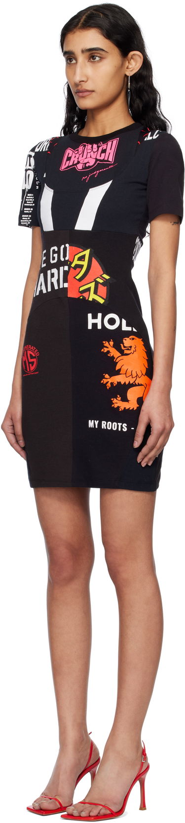 Šaty Marine Serre Marine Serre Upcycled Graphic T-Shirt Minidress Čierna | WDR230A UJER0003, 3