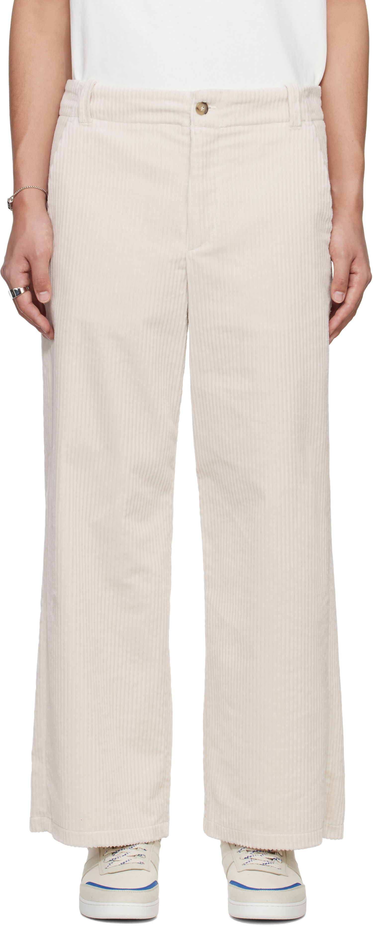 Nohavice A.P.C. A.P.C. River Corduroy Wide-Leg Pants Béžová | COHDW-H08470, 0
