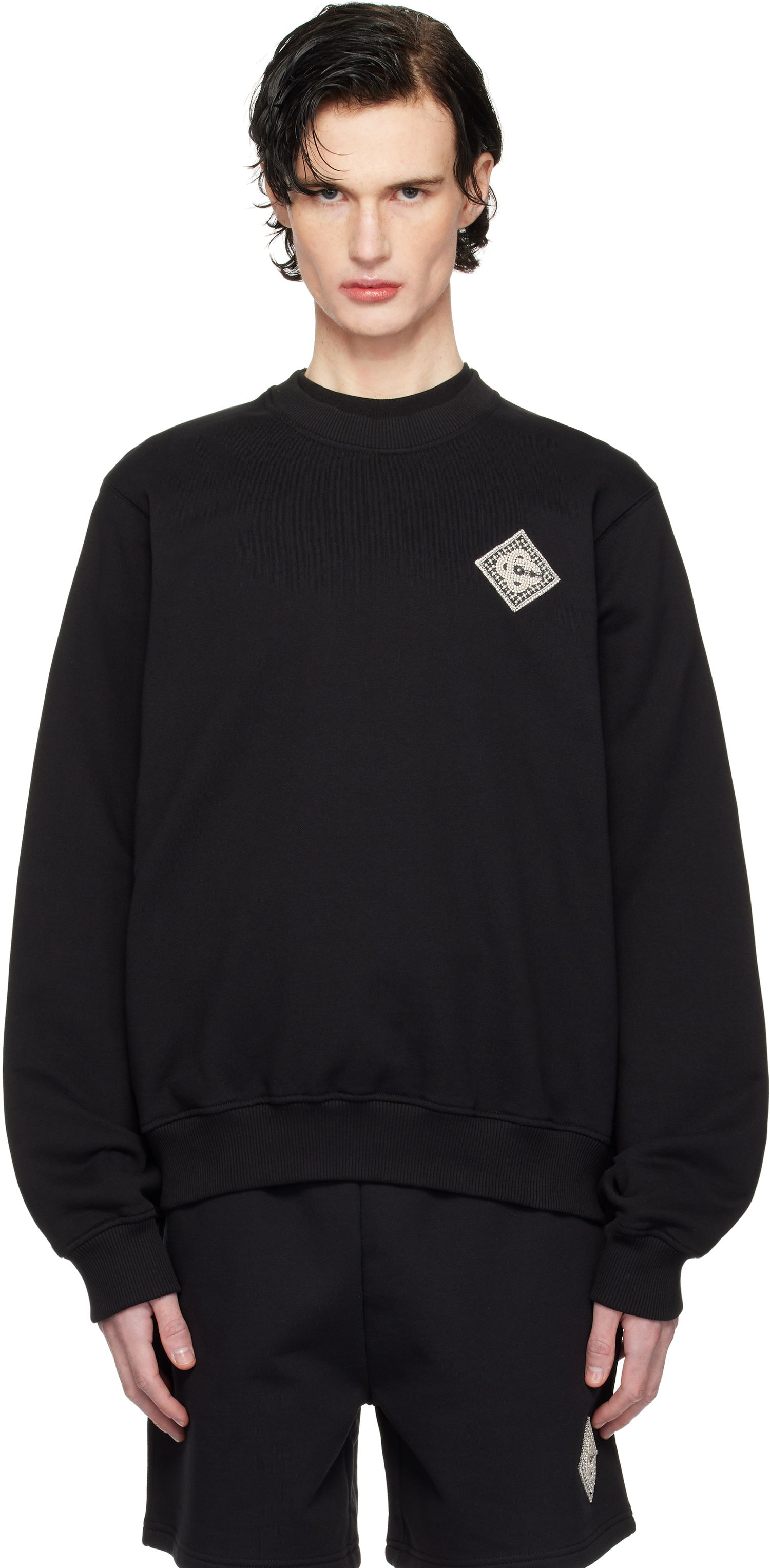 Sveter Casablanca Pearl Diamond Patch Sweatshirt Čierna | MPS25-JTP-293-06, 0