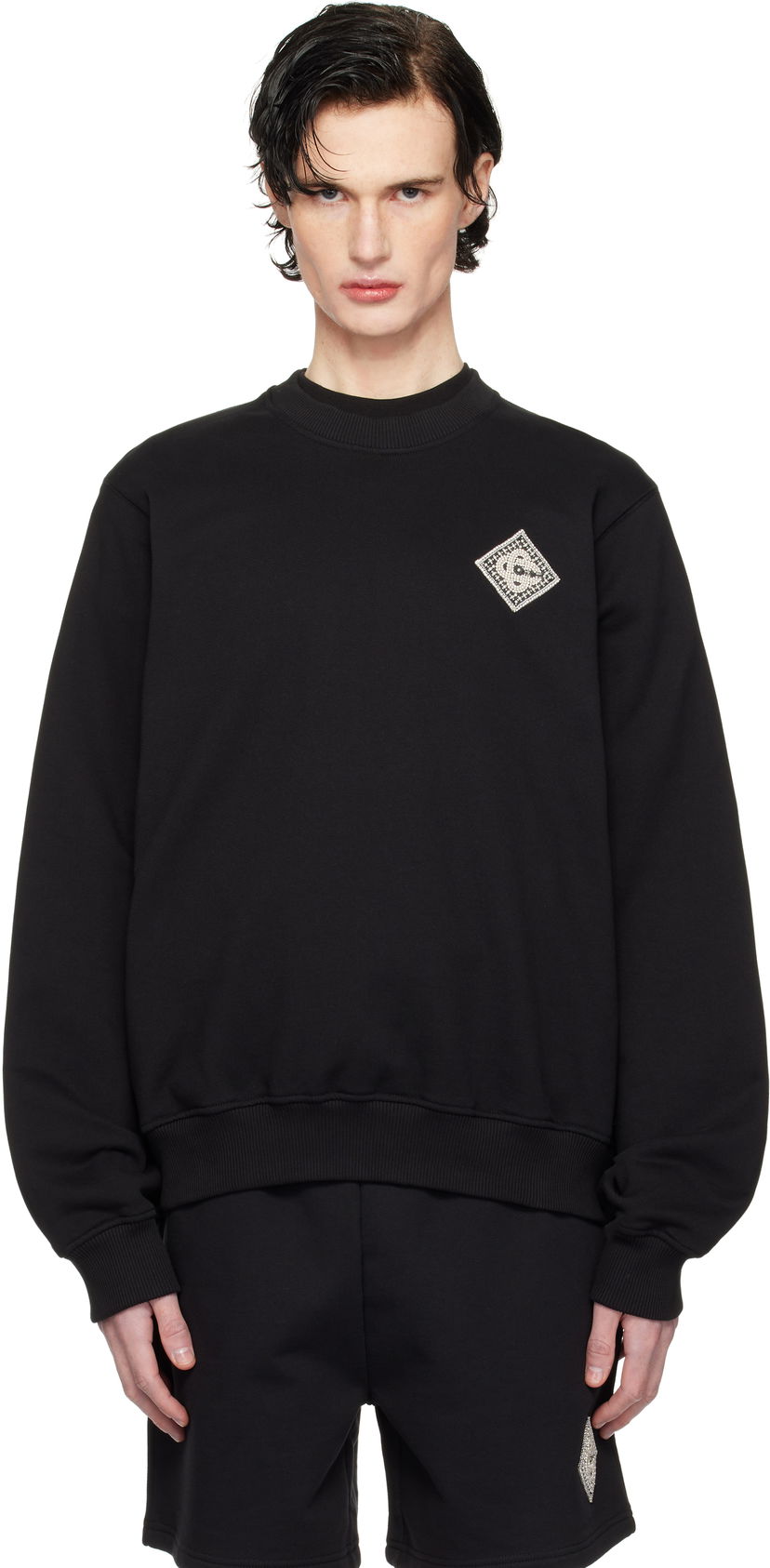 Sveter Casablanca Pearl Diamond Patch Sweatshirt Čierna | MPS25-JTP-293-06