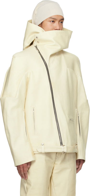 Bunda Rick Owens Rick Owens Hollywood Hooded Stooges Leather Jacket Biela | RR01E5704 LBH, 1