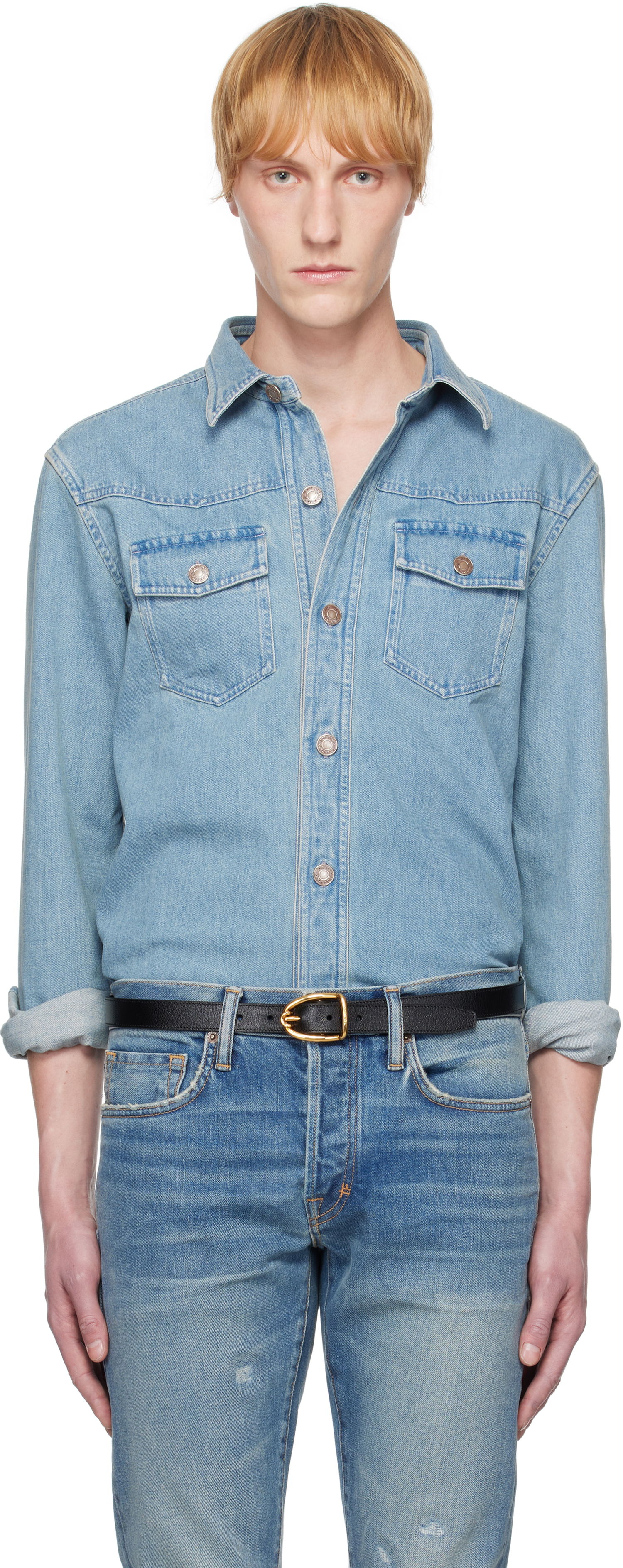 Košeľa Tom Ford TOM FORD Washed Denim Overshirt Modrá | HDS008-FMC205S25, 0