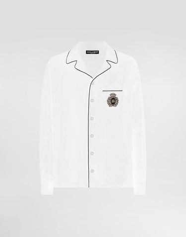 Košeľa Dolce & Gabbana Dolce & Gabbana Linen Vanity Shirt with Heraldic Emblem Biela | G5IF1ZFU4LGW0800, 0