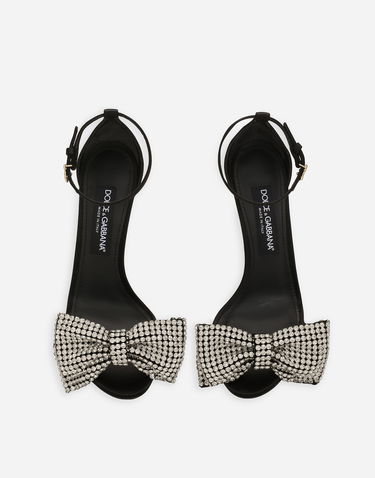 Tenisky a topánky Dolce & Gabbana Satin Sandals With Rhinestone Embellishment Čierna | CR1793A9S438S488, 3