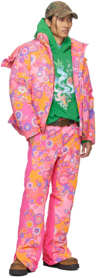 Nohavice ERL Floral Print Down Pants Ružová | ERL07P103, 3
